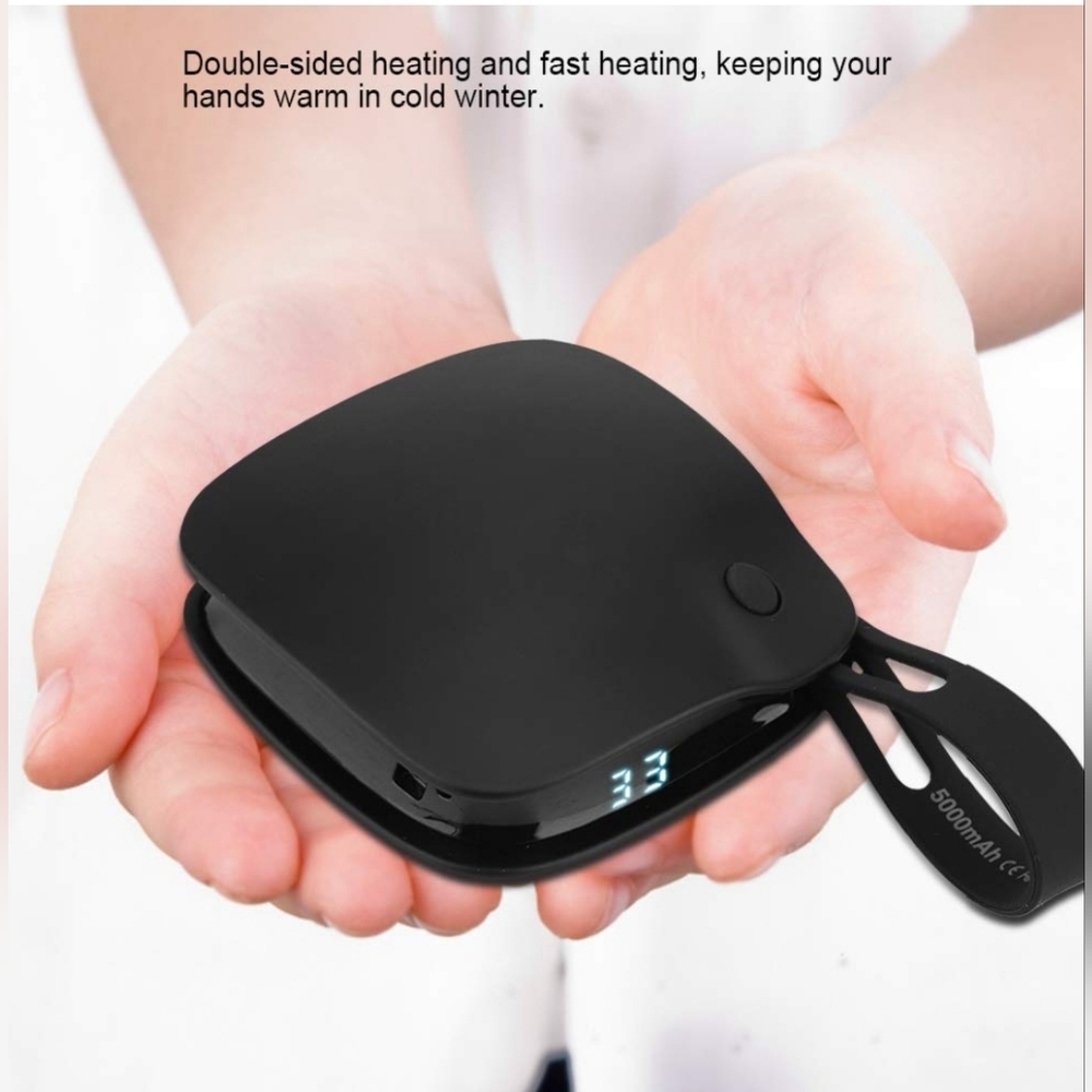 2-in-1 Hand Warmer & Power Bank 5000mAh – USB Rechargeable, Black